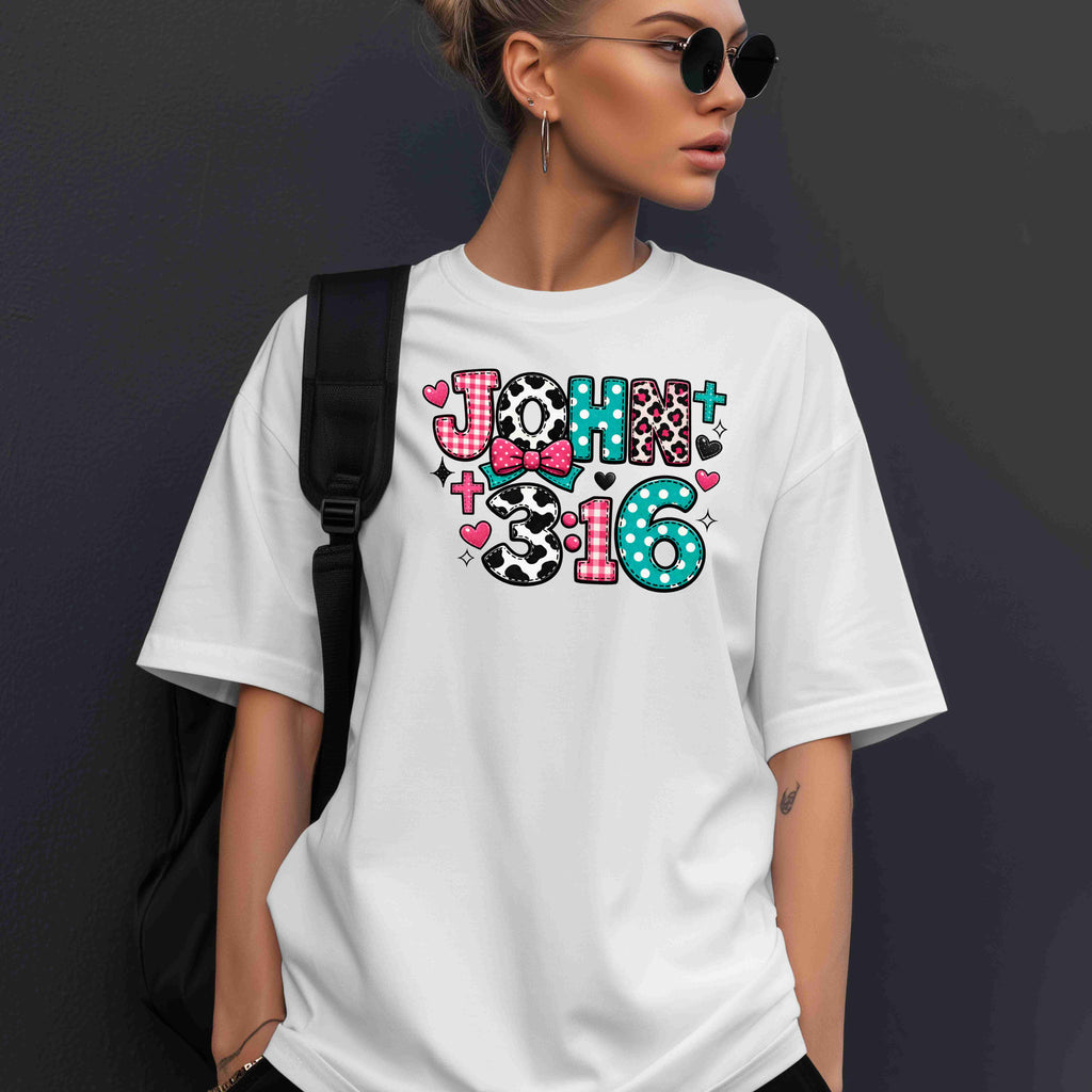 Patchwork John 3:16 T-shirt